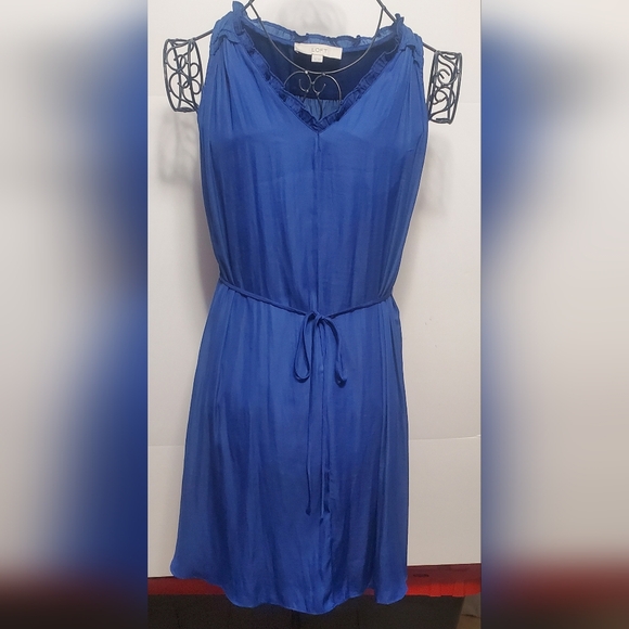 Loft Royal Blue Mini Dress with Waist Tie Size XSMALL - Picture 1 of 5